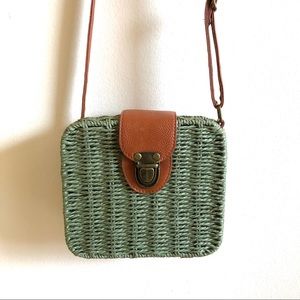 Boho Green Rattan Purse